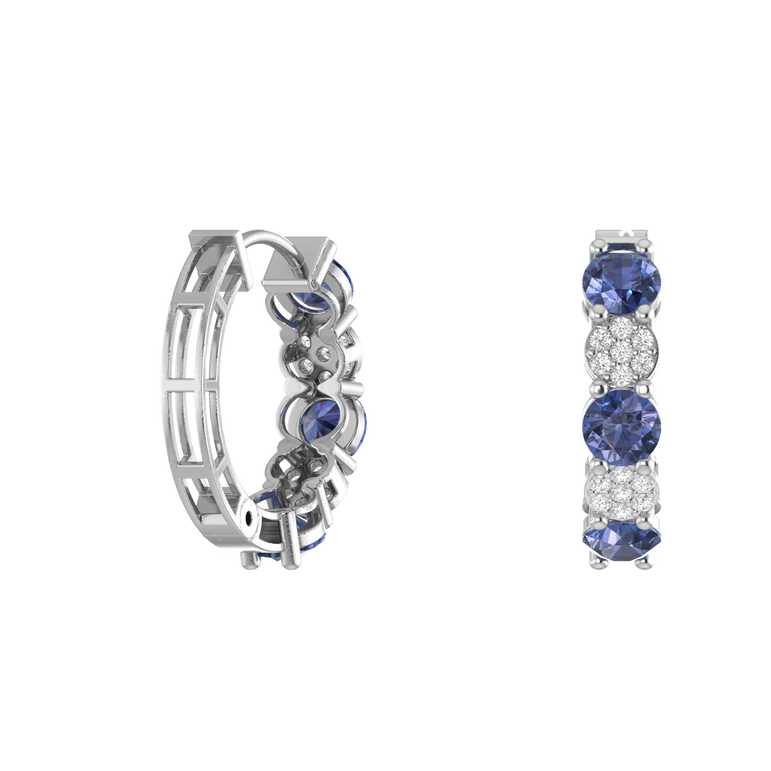 Tanzanite Hoops | 28 Diamond pcs | 0.33ctw Natural Diamond | 14k Gold