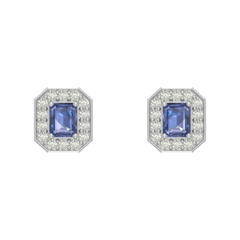 Tanzanite Studs | 28 Diamond pcs | 0.46ctw Natural Diamond | 14k Gold