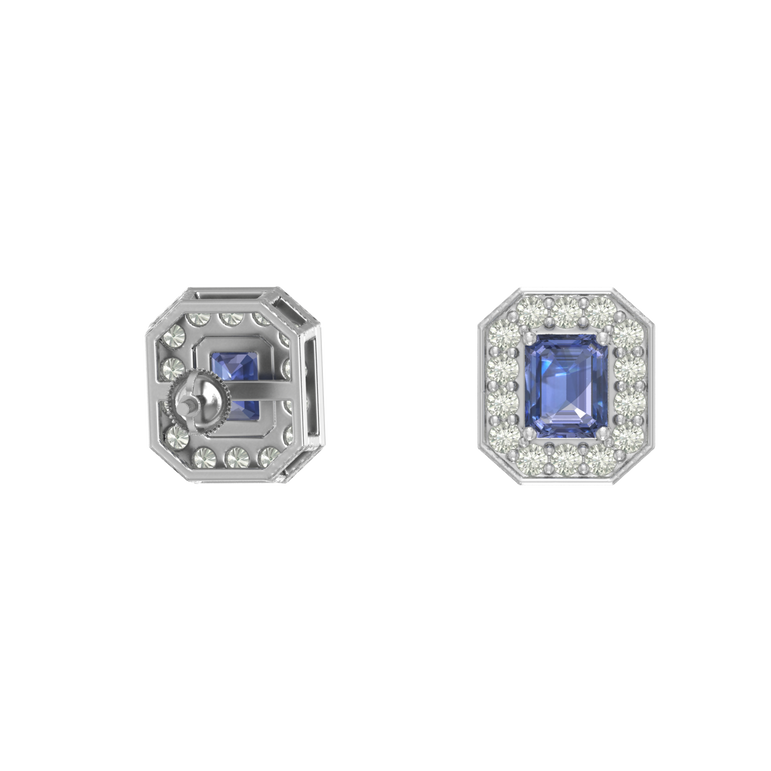 Tanzanite Studs | 28 Diamond pcs | 0.46ctw Natural Diamond | 14k Gold