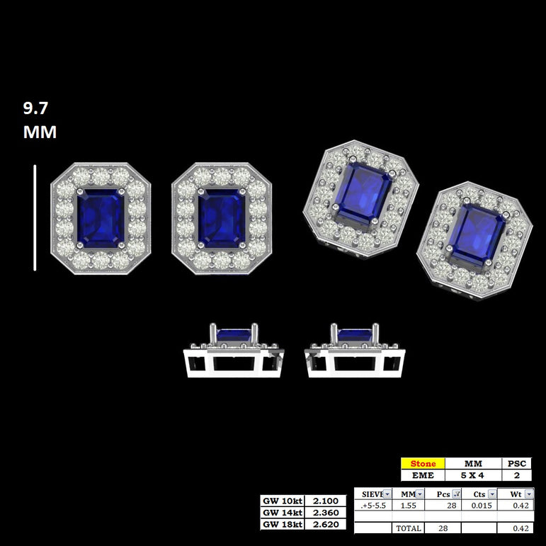 Tanzanite Studs | 28 Diamond pcs | 0.46ctw Natural Diamond | 14k Gold