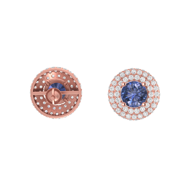 Tanzanite Studs | 136 Diamond pcs | 0.96ctw Natural Diamond | 14k Gold