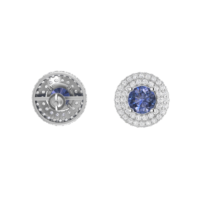 Tanzanite Studs | 136 Diamond pcs | 0.96ctw Natural Diamond | 14k Gold