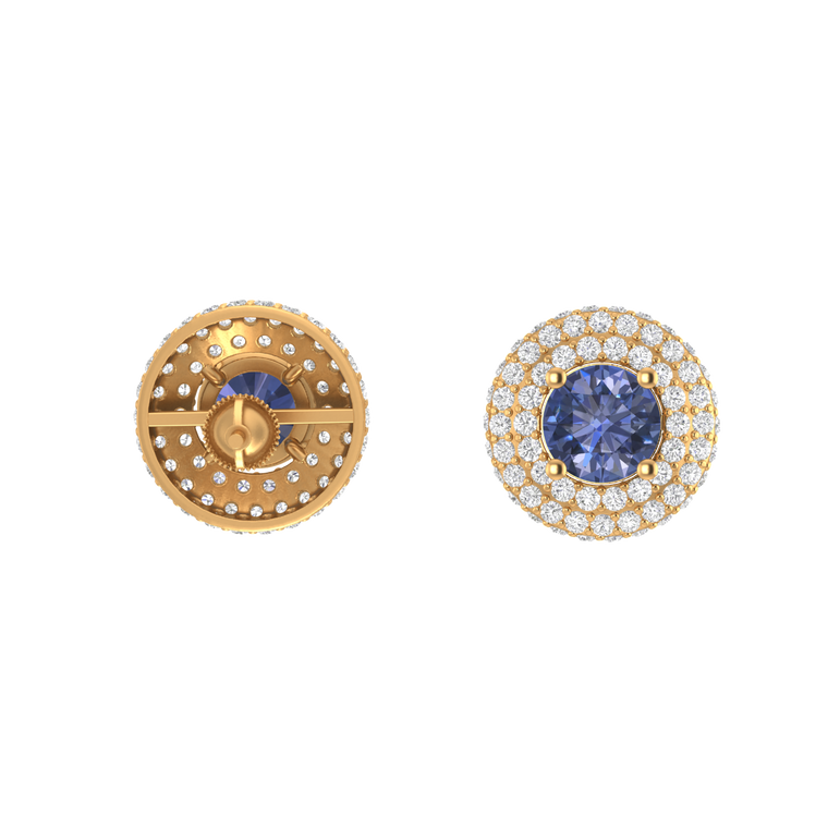 Tanzanite Studs | 136 Diamond pcs | 0.96ctw Natural Diamond | 14k Gold