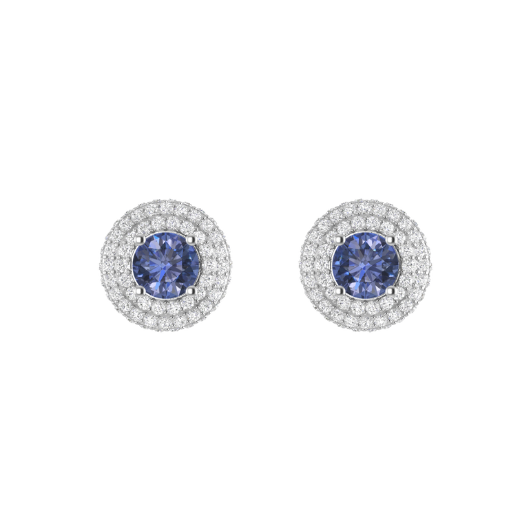 Tanzanite Studs | 136 Diamond pcs | 0.96ctw Natural Diamond | 14k Gold