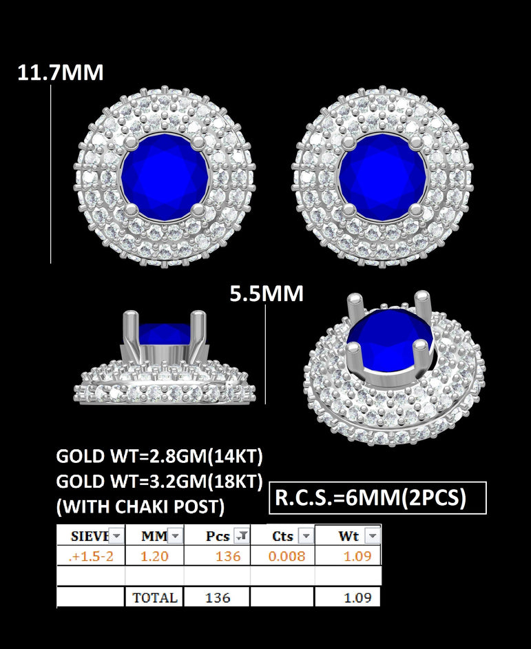 Tanzanite Studs | 136 Diamond pcs | 0.96ctw Natural Diamond | 14k Gold