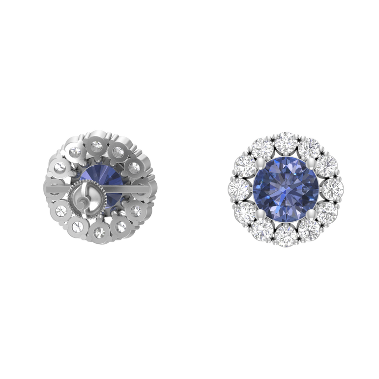 Tanzanite Studs | 24 diamond pcs | 0.73ctw Natural Diamond | 14k Gold