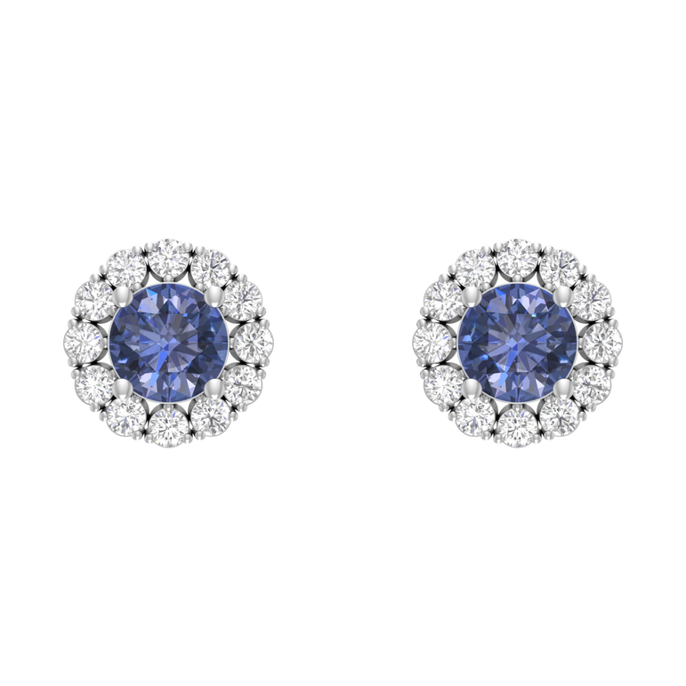 Tanzanite Studs | 24 diamond pcs | 0.73ctw Natural Diamond | 14k Gold