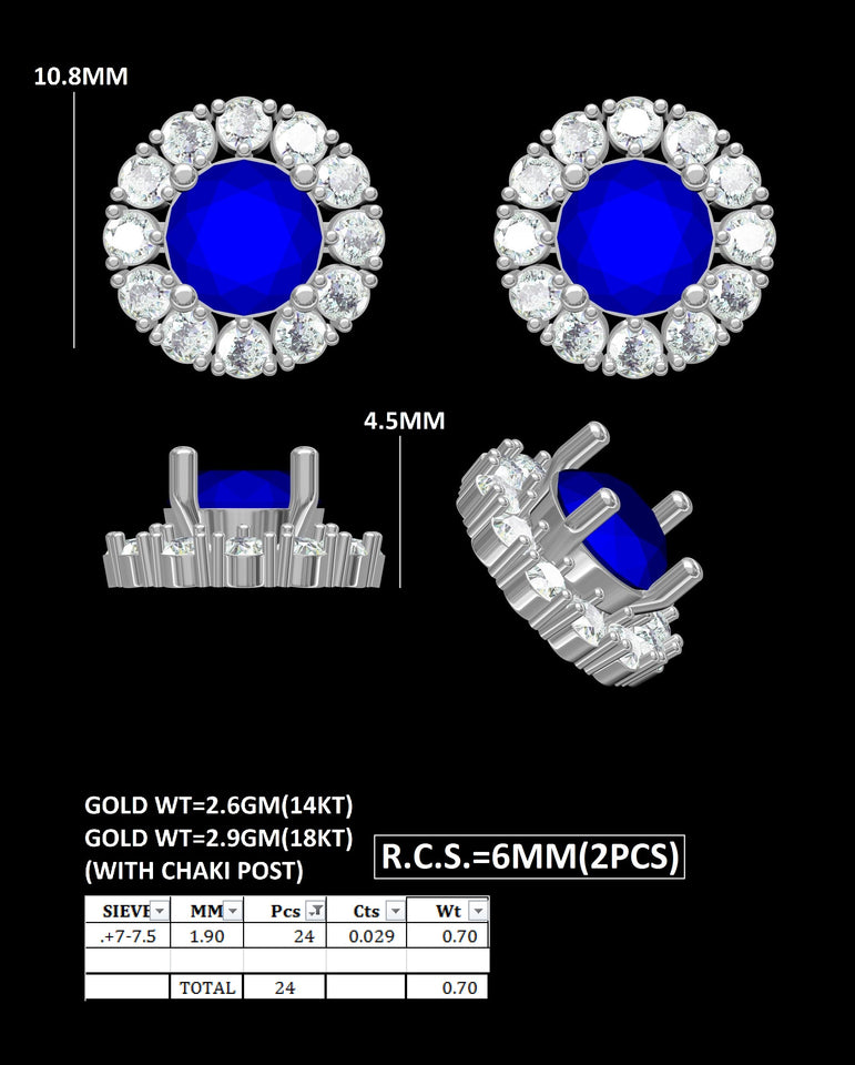 Tanzanite Studs | 24 diamond pcs | 0.73ctw Natural Diamond | 14k Gold