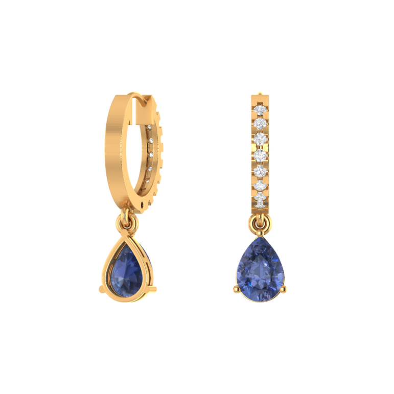 Tanzanite Hoops | 16 diamond pcs | 0.25ctw Natural Diamond | 14k Gold