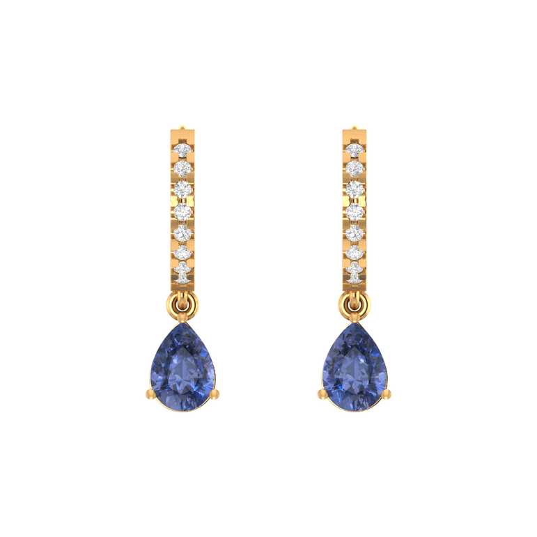 Tanzanite Hoops | 16 diamond pcs | 0.25ctw Natural Diamond | 14k Gold