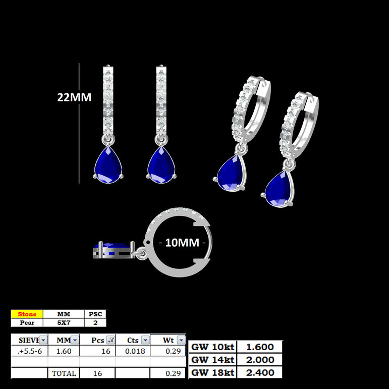 Tanzanite Hoops | 16 diamond pcs | 0.25ctw Natural Diamond | 14k Gold