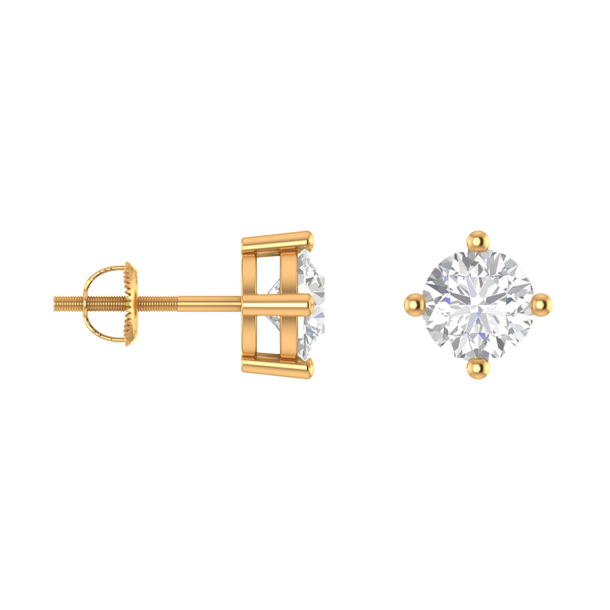 Round Studs Earrings | 2 Diamond pcs | 2.17ctw natural Diamond | 14k Gold