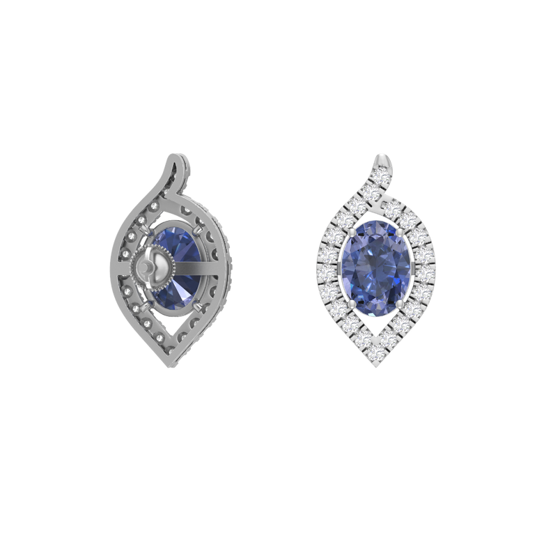 Tanzanite Studs | 42 Diamond pcs | 0.4ctw Natural Diamond | 14k Gold