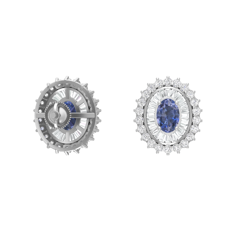 Tanzanite Studs | 92 Diamond pcs | 0.82ctw Natural Diamond | 14k Gold