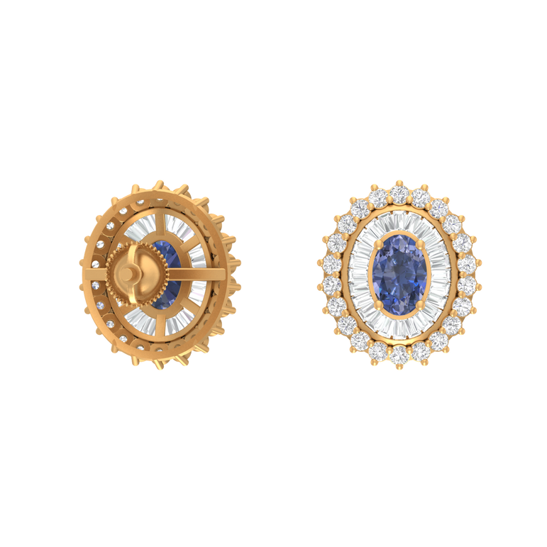 Tanzanite Studs | 92 Diamond pcs | 0.82ctw Natural Diamond | 14k Gold