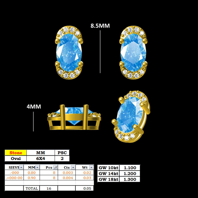 Tanzanite Studs | 16 Diamond pcs | 0.08ctw Natural Diamond | 14k Gold