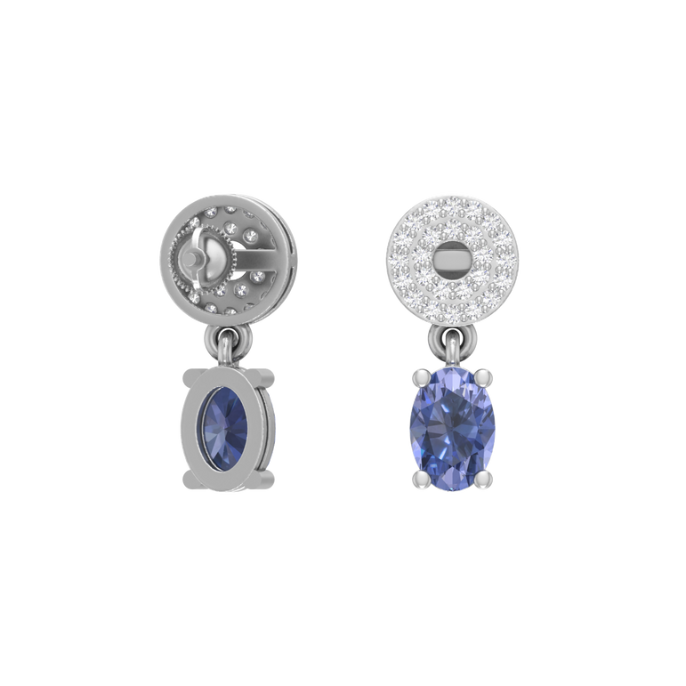 tanzanite Earrings | 50 Diamond pcs | 0.16ctw Natural Diamond | 14k Gold