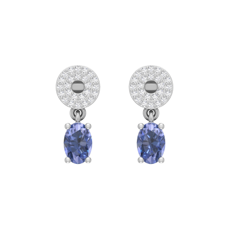 tanzanite Earrings | 50 Diamond pcs | 0.16ctw Natural Diamond | 14k Gold