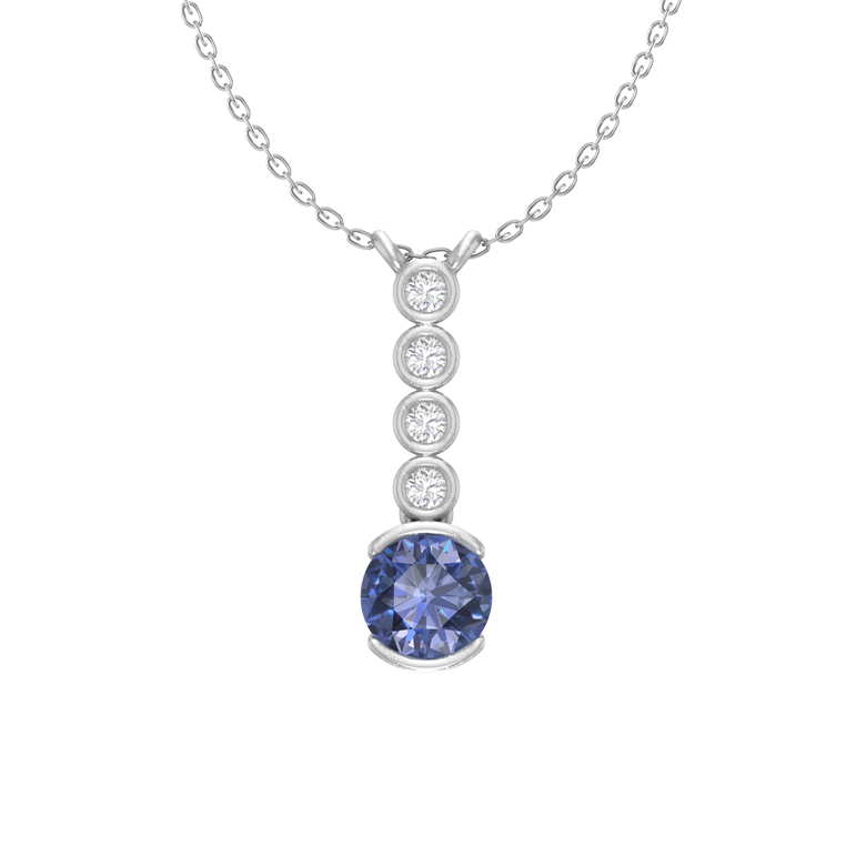 Tanzanite Pendant | 4 diamond pcs | 0.07ctw Natural Diamond | 14k Gold