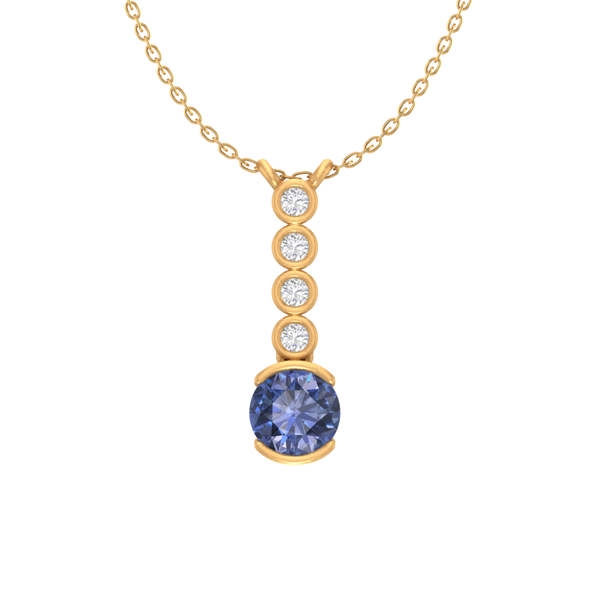 Tanzanite Pendant | 4 diamond pcs | 0.07ctw Natural Diamond | 14k Gold