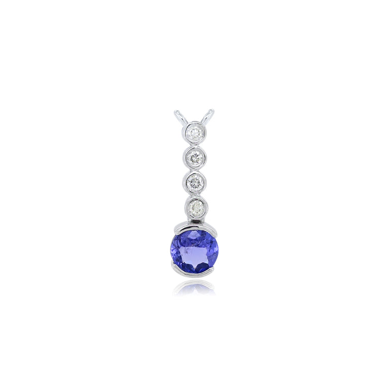 Tanzanite Pendant | 4 diamond pcs | 0.07ctw Natural Diamond | 14k Gold