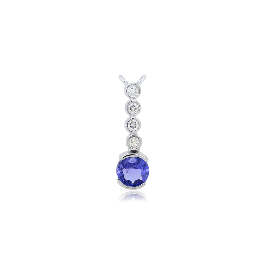 Tanzanite Pendant | 4 diamond pcs | 0.07ctw Natural Diamond | 14k Gold