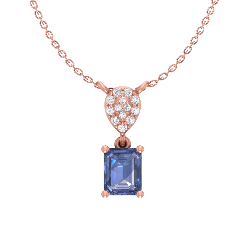 Tanzanite Pendant | 13 Diamond pcs | 0.06ctw Natural Diamond | 14k Gold