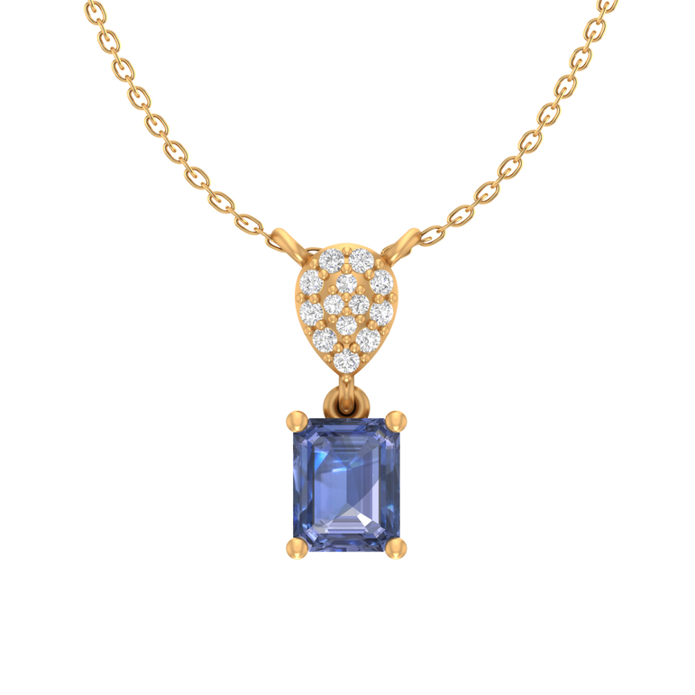 Tanzanite Pendant | 13 Diamond pcs | 0.06ctw Natural Diamond | 14k Gold