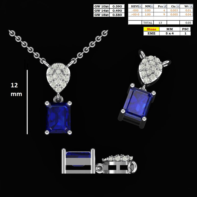 Tanzanite Pendant | 13 Diamond pcs | 0.06ctw Natural Diamond | 14k Gold