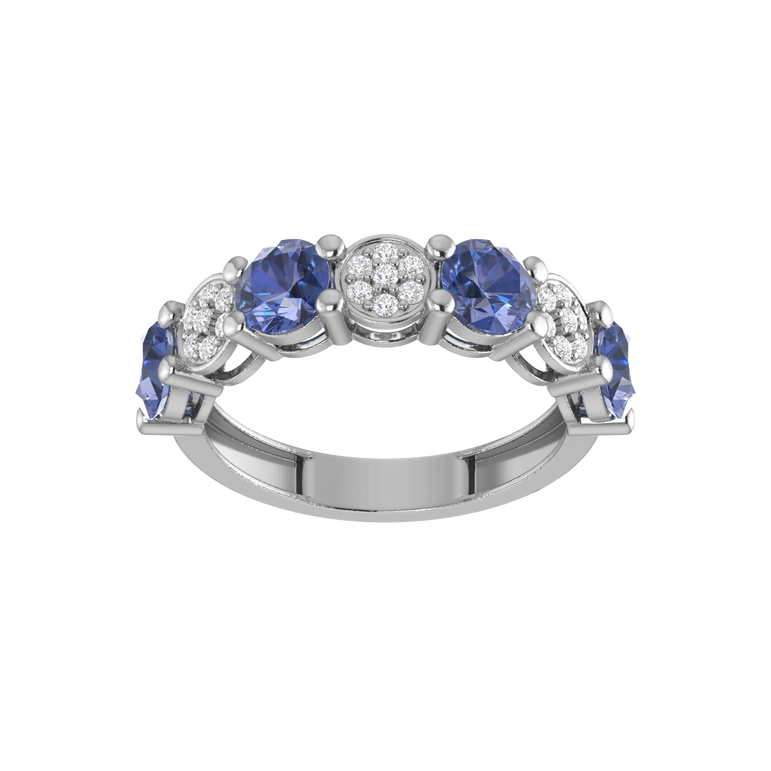 Tanzanite Wedding Band | 21 Diamond pcs | 0.18ctw Natural Diamond | 14k Gold