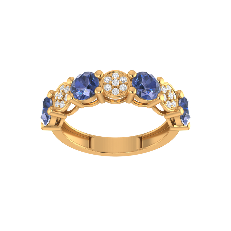 Tanzanite Wedding Band | 21 Diamond pcs | 0.18ctw Natural Diamond | 14k Gold