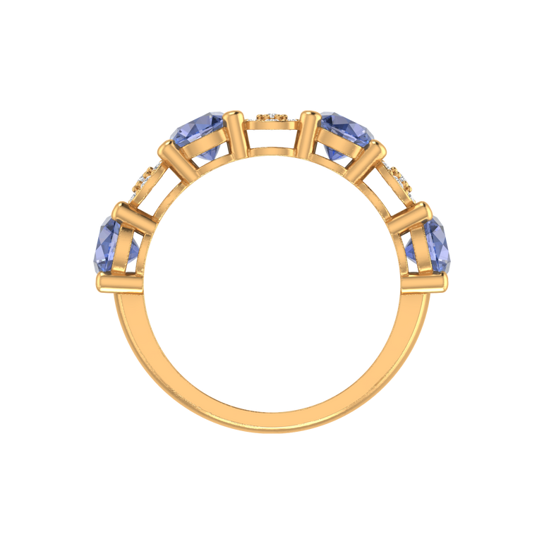 Tanzanite Wedding Band | 21 Diamond pcs | 0.18ctw Natural Diamond | 14k Gold