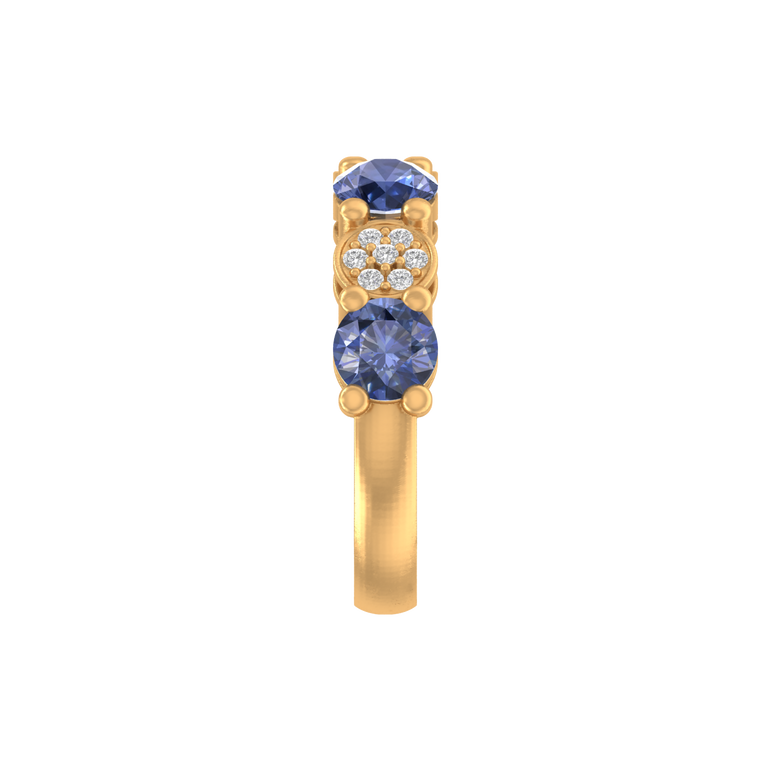 Tanzanite Wedding Band | 21 Diamond pcs | 0.18ctw Natural Diamond | 14k Gold