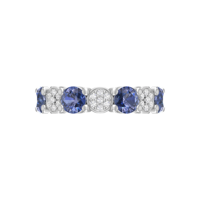 Tanzanite Wedding Band | 21 Diamond pcs | 0.18ctw Natural Diamond | 14k Gold