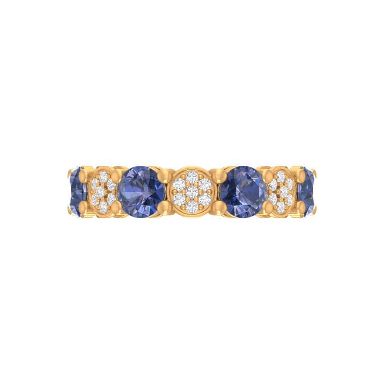 Tanzanite Wedding Band | 21 Diamond pcs | 0.18ctw Natural Diamond | 14k Gold