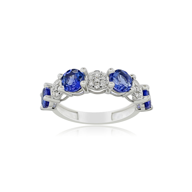 Tanzanite Wedding Band | 21 Diamond pcs | 0.18ctw Natural Diamond | 14k Gold