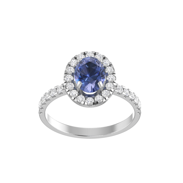 Tanzanite Engagement Ring | 30 Diamond pcs | 0.56ctw Natural Diamond | 14k Gold