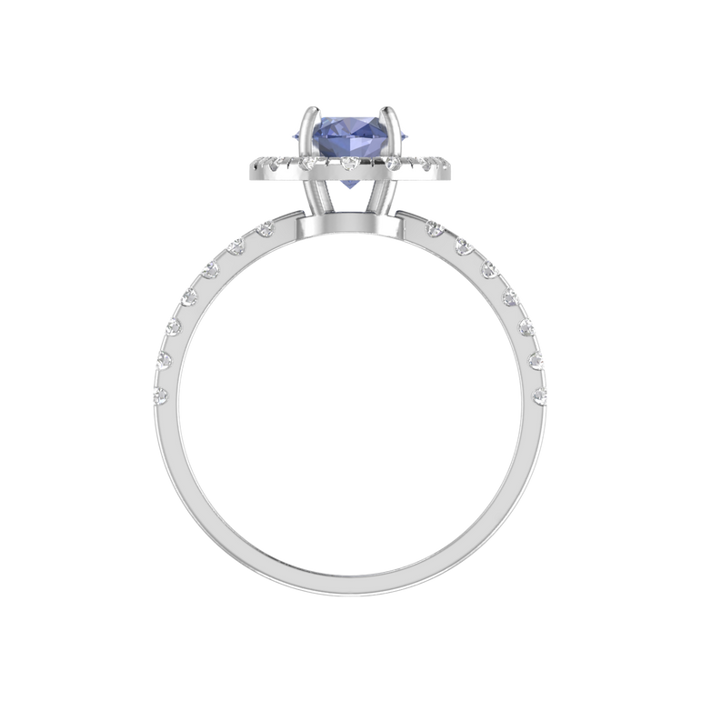 Tanzanite Engagement Ring | 30 Diamond pcs | 0.56ctw Natural Diamond | 14k Gold