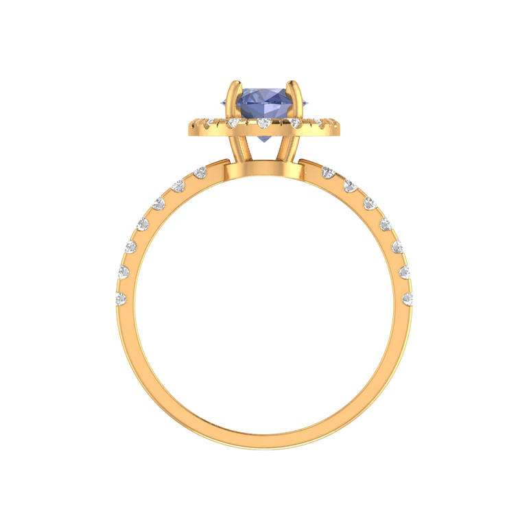 Tanzanite Engagement Ring | 30 Diamond pcs | 0.56ctw Natural Diamond | 14k Gold