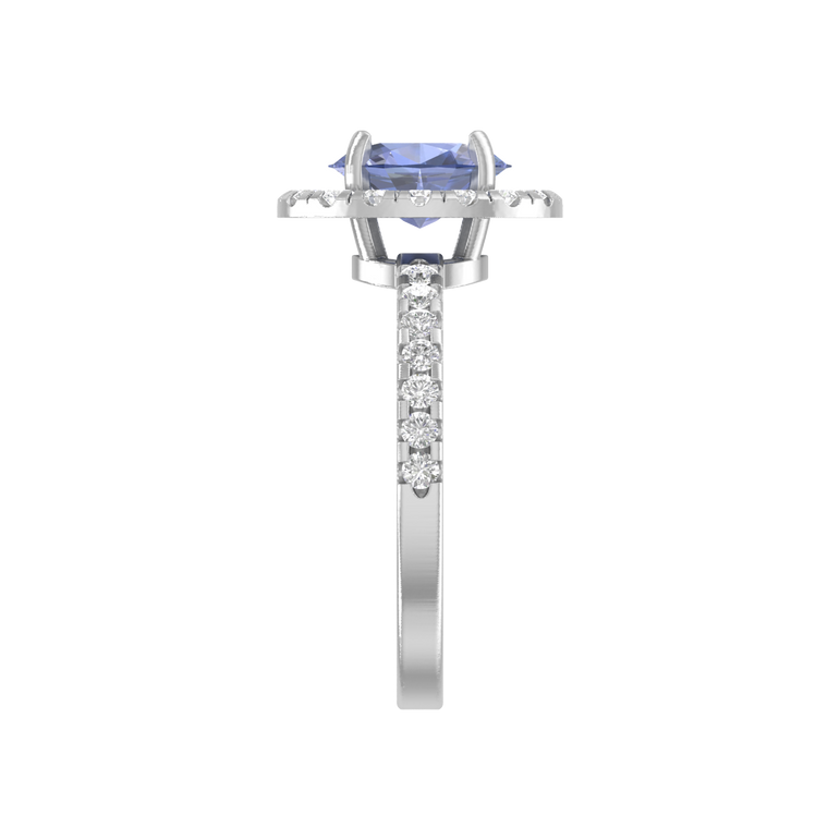 Tanzanite Engagement Ring | 30 Diamond pcs | 0.56ctw Natural Diamond | 14k Gold