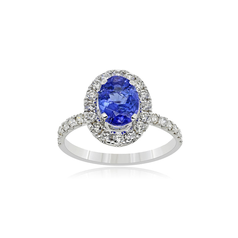 Tanzanite Engagement Ring | 30 Diamond pcs | 0.56ctw Natural Diamond | 14k Gold