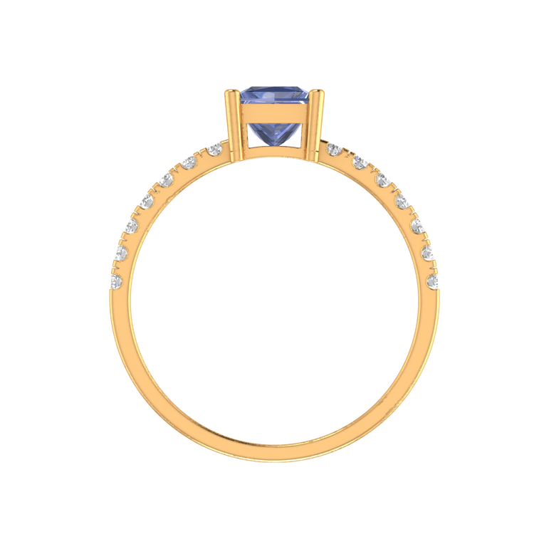 Tanzanite Engagement Ring | 14 Diamond pcs | 0.26ctw Natural Diamond | 14k Gold