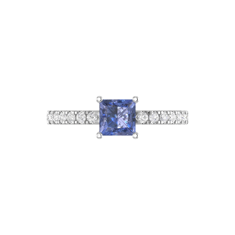 Tanzanite Engagement Ring | 14 Diamond pcs | 0.26ctw Natural Diamond | 14k Gold