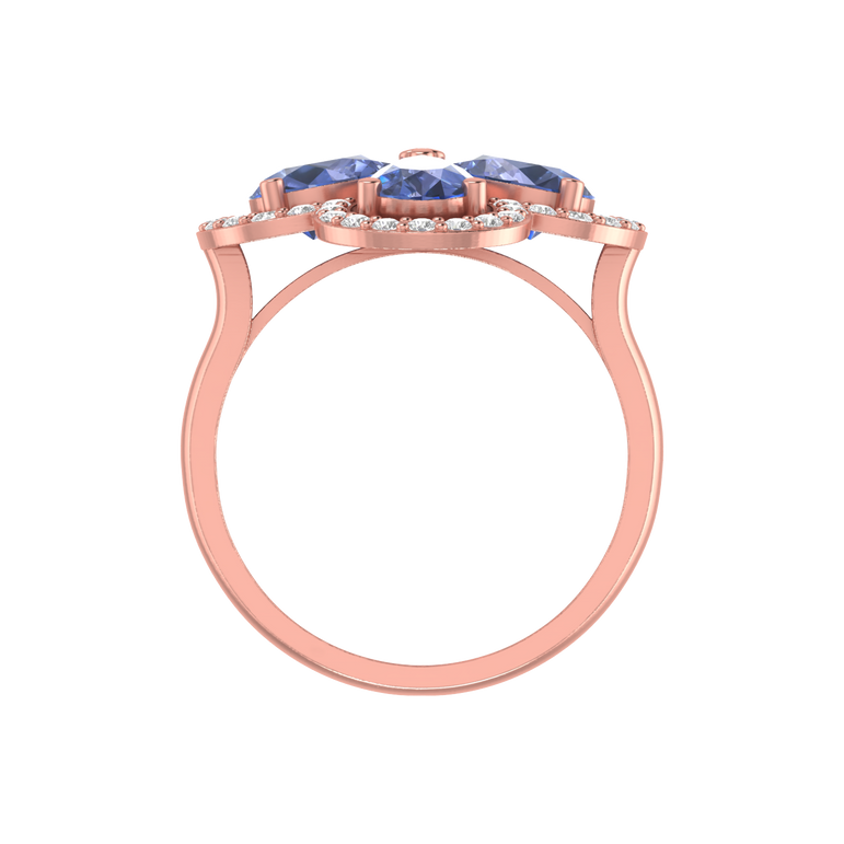 Tanzanite Ring | 40 Diamond pcs | 0.37ctw Natural Diamond | 14k Gold