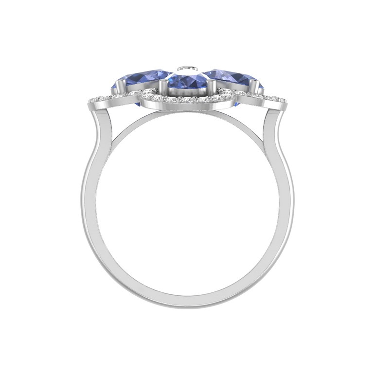 Tanzanite Ring | 40 Diamond pcs | 0.37ctw Natural Diamond | 14k Gold