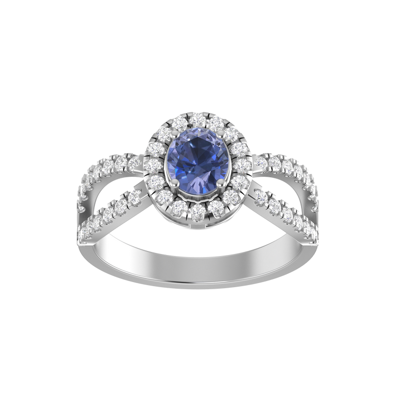 Tanzanite Ring | 44 Diamond pcs | 0.72ctw Natural Diamond | 14k Gold