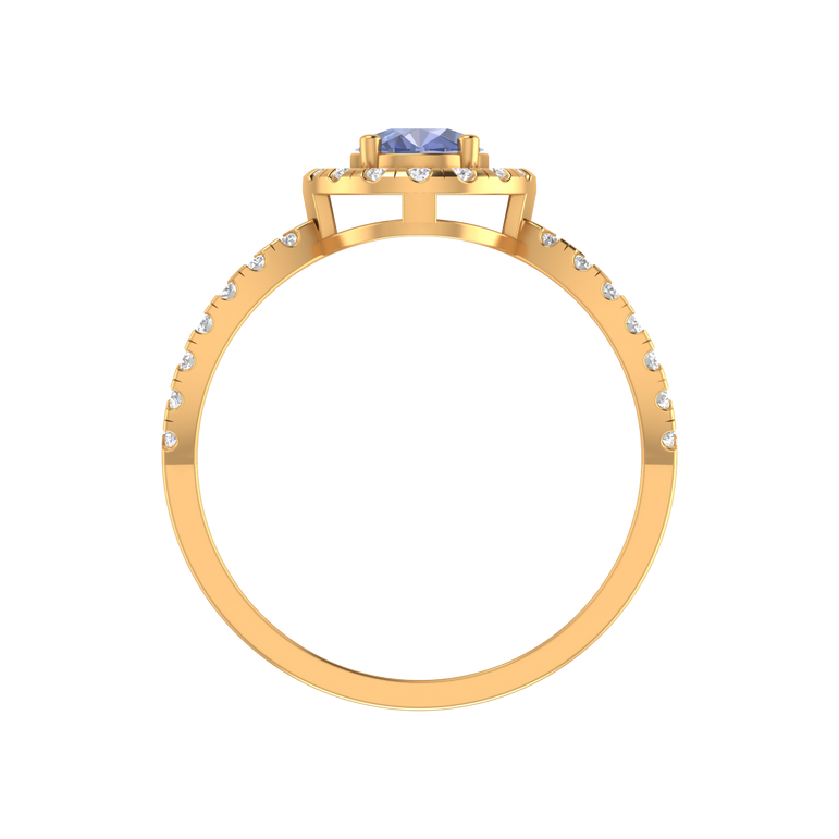 Tanzanite Ring | 44 Diamond pcs | 0.72ctw Natural Diamond | 14k Gold