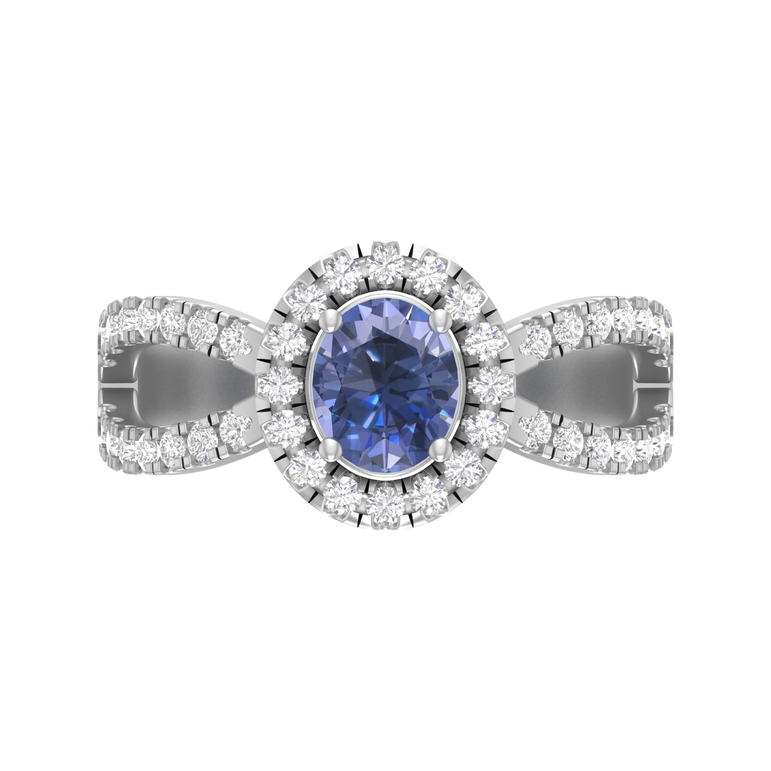 Tanzanite Ring | 44 Diamond pcs | 0.72ctw Natural Diamond | 14k Gold