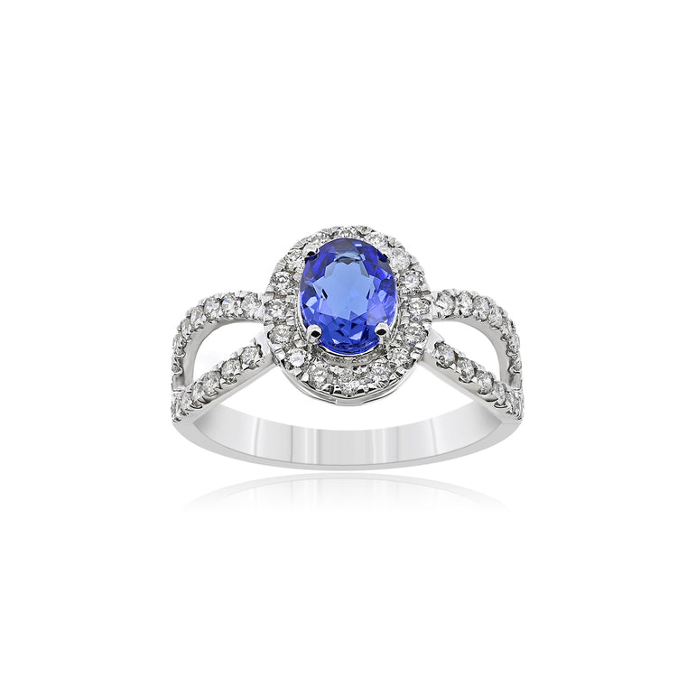 Tanzanite Ring | 44 Diamond pcs | 0.72ctw Natural Diamond | 14k Gold