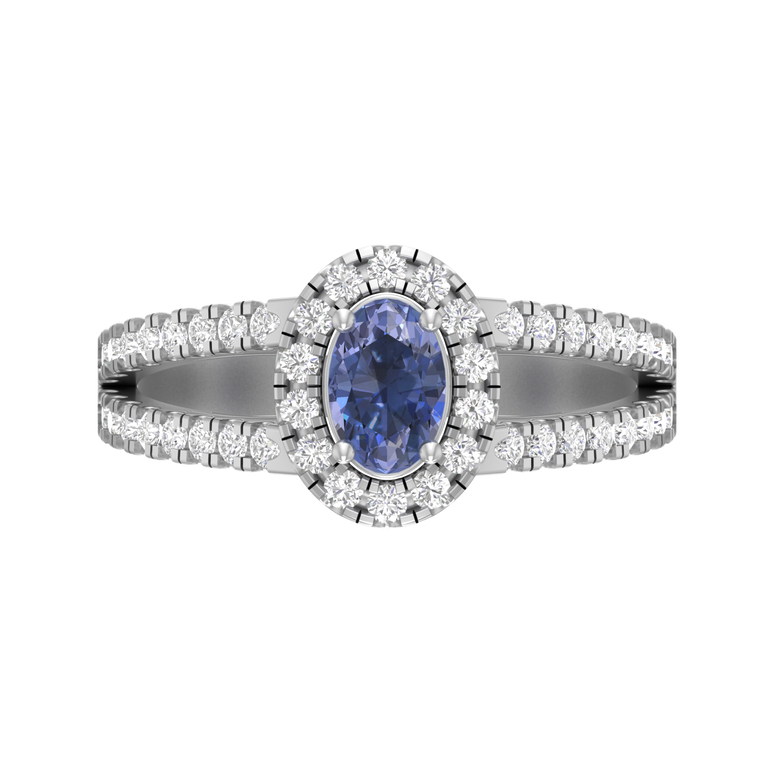 Tanzanite Ring | 46 Diamond pcs | 0.54ctw Natural Diamond | 14k Gold